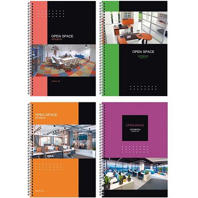 Тетрадь для записи "BG", 100л, А4, клетка, ламинация, твёрдая обложка, на гребне, серия "Open Space"