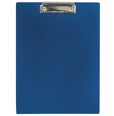 Папка-планшет пластиковая для документов "Staff", А4, 90л, 1000мкм, металлический зажим, синяя
