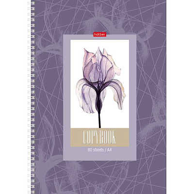 Тетрадь "Hatber", 80л, А4, клетка, ламинация, на гребне, серия "Нежность цветка"