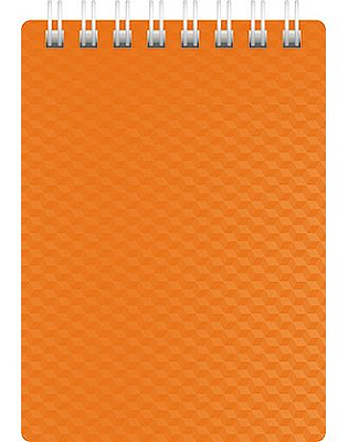 Блокнот "Hatber", 80л, А7, клетка, пластиковая обложка, на гребне, серия "Diamond Neon - Оранжевый"