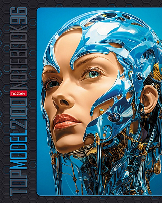 Тетрадь "Hatber", 96л, А5, клетка, ламинация, на скобе, серия "Cyborg-girl"