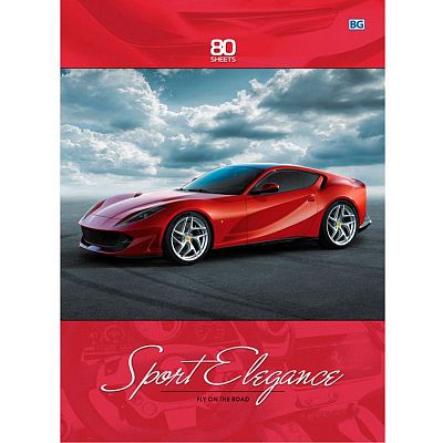 Бизнес-блокнот "BG" 80л А5 клетка "Sport car" (ассорти), твёрдый переплёт, ламинация