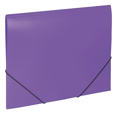 Папка пластиковая для документов "Brauberg", А4, 300л, 500мкм, на резинке, серия "Office - Фиолетовая"