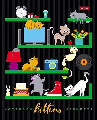 Тетрадь "Hatber", 48л, А5, клетка, лак, на скобе, серия "На книжных полках"