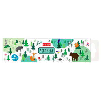 Акварель медовая "Hatber Eco", 6 цветов, серия "Deep Forest", пластиковый пенал, в картонной упаковке