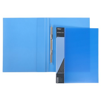 Папка пластиковая "Hatber", А4, 700мкм, 17мм, пружинный скоросшиватель, серия "Diamond - Синяя", полупрозрачная