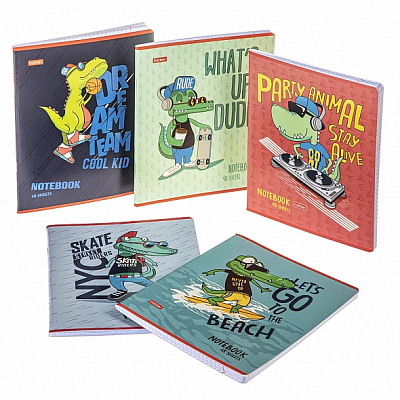 Тетрадь "Hatber", 48л, А5, клетка, лак, на скобе, серия "Croco Boys"