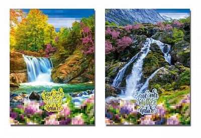 Бизнес-блокнот "BG" 120л А4 "Природа" (ассорти), твёрдый переплёт, клетка, ламинация, 4цв блок