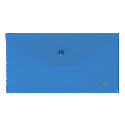 Папка-конверт пластиковая "Hatber", C6, 224x119мм, 180мкм, на кнопке, синяя