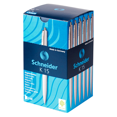 Ручка шариковая автоматическая "Schneider K15", 1мм, синяя, корпус белый