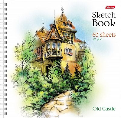 Тетрадь-SketchBook "Hatber", 60л, А4, без линовки, твёрдая обложка, на гребне, серия "Старинный замо