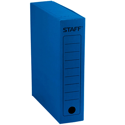 Папка картонная архивная на завязках "Staff", 325х250x75мм, 700л, синяя
