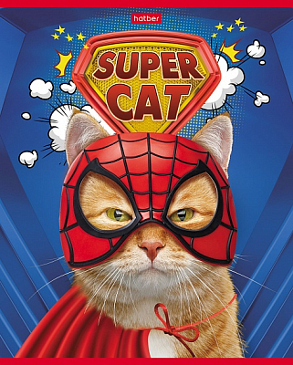 Тетрадь "Hatber", 48л, А5, клетка,на скобе, серия "Supercat"
