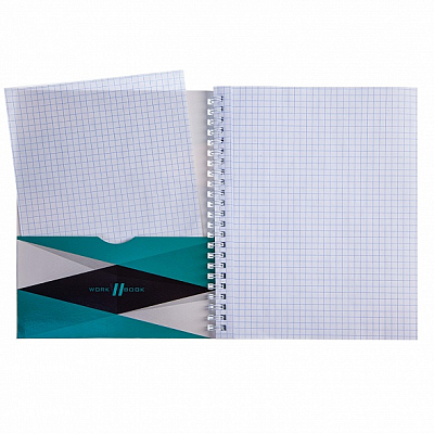 Тетрадь "Hatber", 100л, А5, клетка, карманы, на спирали, серия "WorkBook"