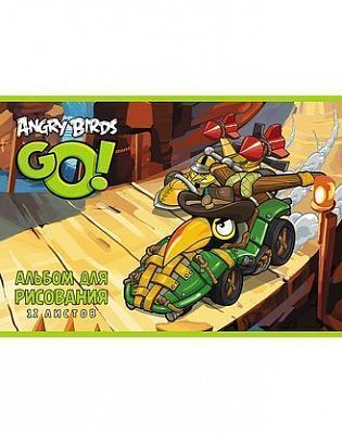 Альбом для рисования "Hatber", 12л, А4, на скобе, серия "Angry Birds - Go"