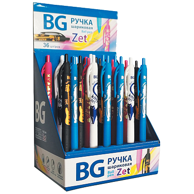 Ручка шариковая автоматическая "BG Zet", 0,7мм, синяя, цветной корпус