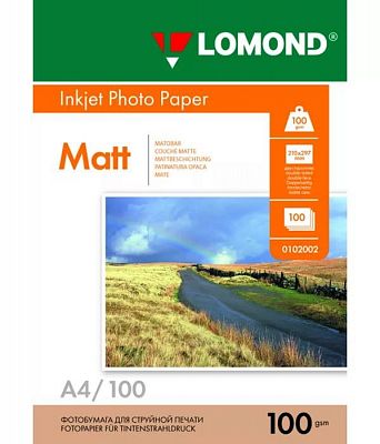 Фотобумага для струйной печати Lomond A4/100 г/м2/ 25 листов. Матовая двухсторонняя