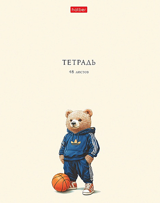 Тетрадь "Hatber", 48л, А5, клетка, ламинация "Soft-Touch", на скобе, серия "Модные мишки"
