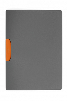 Папка пластиковая "Durable", 30л, А4, боковой оранжевый клип, серия "Duraswing Color", серая