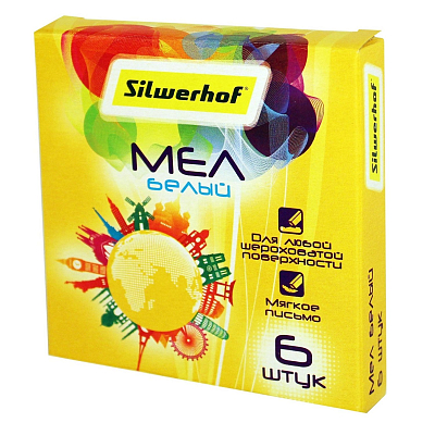 Мелки "Silwerhof", 6 цветов, серия "Солнечная коллекция", 6шт в картонной упаковке