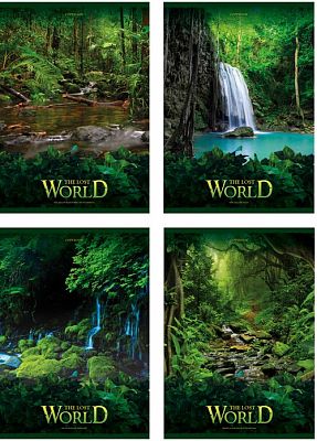 Тетрадь ученическая "BG" 96л А5 клетка "Lost world" (ассорти), евроспираль