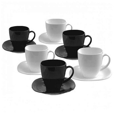 Чайная пара 220мл (чашка+блюдце) Luminarc Carine Black&White 12пр. на 6 персон
