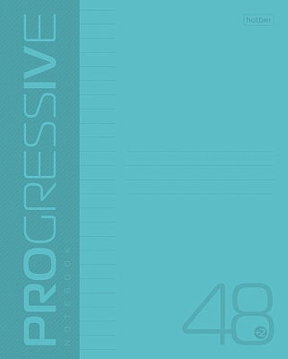 Тетрадь "Hatber", 48л, А5, линия, пластиковая обложка, на скобе, серия "Progressive - Бирюзовая"