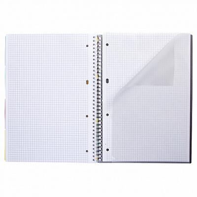 Тетрадь "Hatber", 96л, А4, клетка, 4 цветных разделителя, линейка, карман, фигурная высечка, пластиковая обложка, на гребне, серия "Progressive Metall