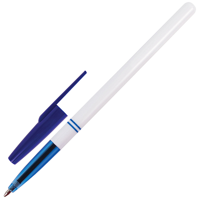 Ручка шариковая "Brauberg Office", 1мм, синяя, белый корпус