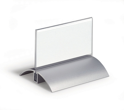 Подставка акриловая настольная "Durable De Luxe", 52x100мм, алюминиевое основание, прозрачная