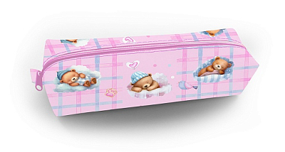 Пенал "Hatber", 210х45х45мм, мягкий, на молнии, серия "Мишки-малышки"