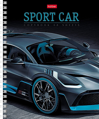 Тетрадь "Hatber", 48л, А5, клетка, лак, на гребне, серия "Sport Car"
