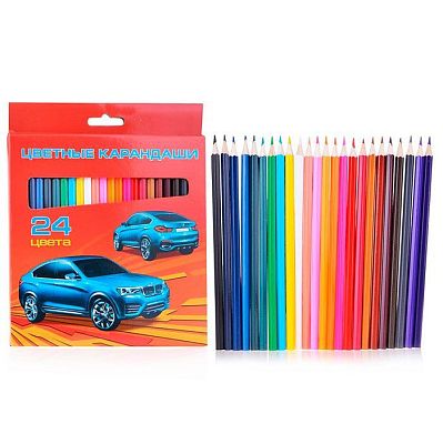Карандаши "Hatber VK", 24 цвета, серия "Автопанорама", в картонной упаковке