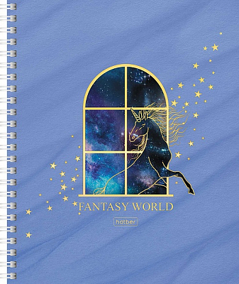 Тетрадь "Hatber", 96л, А5, клетка, 3D фольга, ламинация, на гребне, серия "Fantasy World"