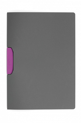 Папка пластиковая "Durable", 30л, А4, боковой розовый клип, серия "Duraswing Color", серая
