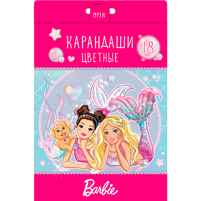 Карандаши "Hatber VK", 18 цветов, серия "Barbie", в картонной упаковке
