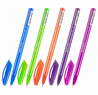 Ручка шариковая "Brauberg Stripes", 0,7мм, синяя, чернила на масляной основе, цветной корпус ассорти