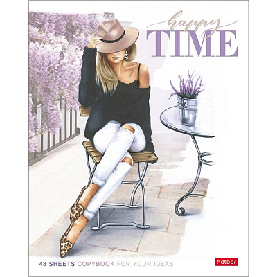 Тетрадь "Hatber Eco", 48л, А5, клетка, ламинация, на скобе, серия "Happy Time"