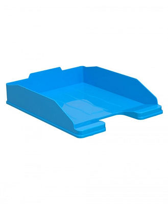 Лоток пластиковый горизонтальный для документов А4 "Стамм Эксперт", 340х255х63мм, голубой