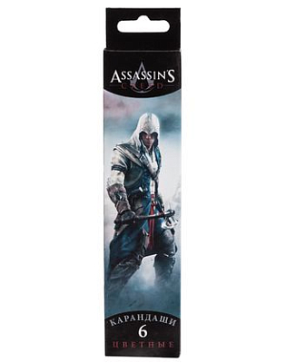 Карандаши "Hatber VK", 6 цветов, серия "Assassin"s Creed", в картонной упаковке