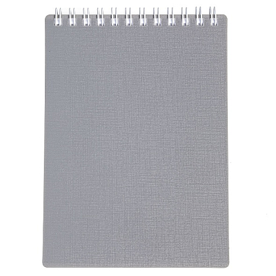 Блокнот "Hatber", 80л, А6, клетка, пластиковая обложка, на гребне, серия "Canvas - Cерый"