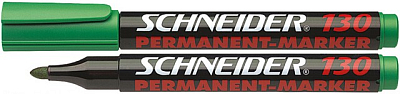 Маркер перманентный "Schneider Maxx 130", 1-3мм, круглый наконечник, спиртовая основа, зелёный