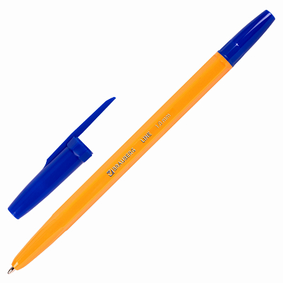 Ручка шариковая "Brauberg Orange Line", 1мм, синяя, оранжевый корпус