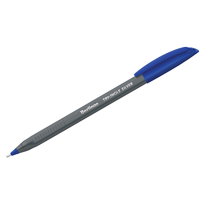 Ручка шариковая "Berlingo Triangle Silver", 1мм, синяя, чернила на масляной основе, трёхгранный серебристый корпус