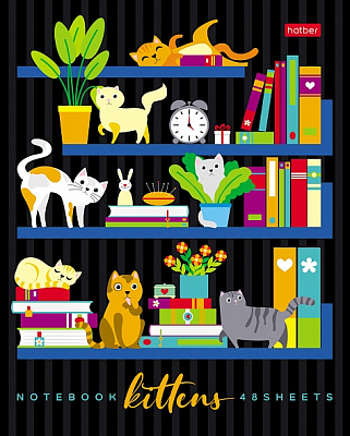 Тетрадь "Hatber", 48л, А5, клетка, лак, на скобе, серия "На книжных полках"