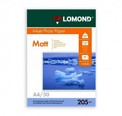 Фотобумага для струйной печати Lomond A4/205 г/м2/ 50 листов. Матовая односторонняя