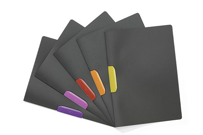 Папка пластиковая "Durable", 30л, А4, боковой розовый клип, серия "Duraswing Color", серая