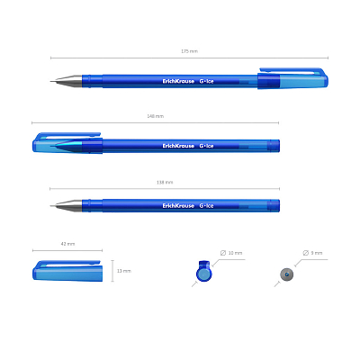 Ручка гелевая "Erich Krause G-Ice", 0,5мм, синяя, синий тонированный корпус