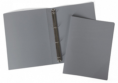 Папка пластиковая "Hatber", А4, на 4-х кольцах, 500мкм, корешок 25мм, серия "Line - Серая"
