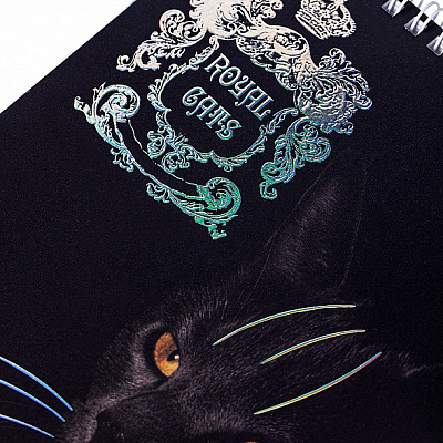 Блокнот "Hatber", 80л, А5, клетка, 3D фольга, ламинация, на гребне, серия "Royal Cats"